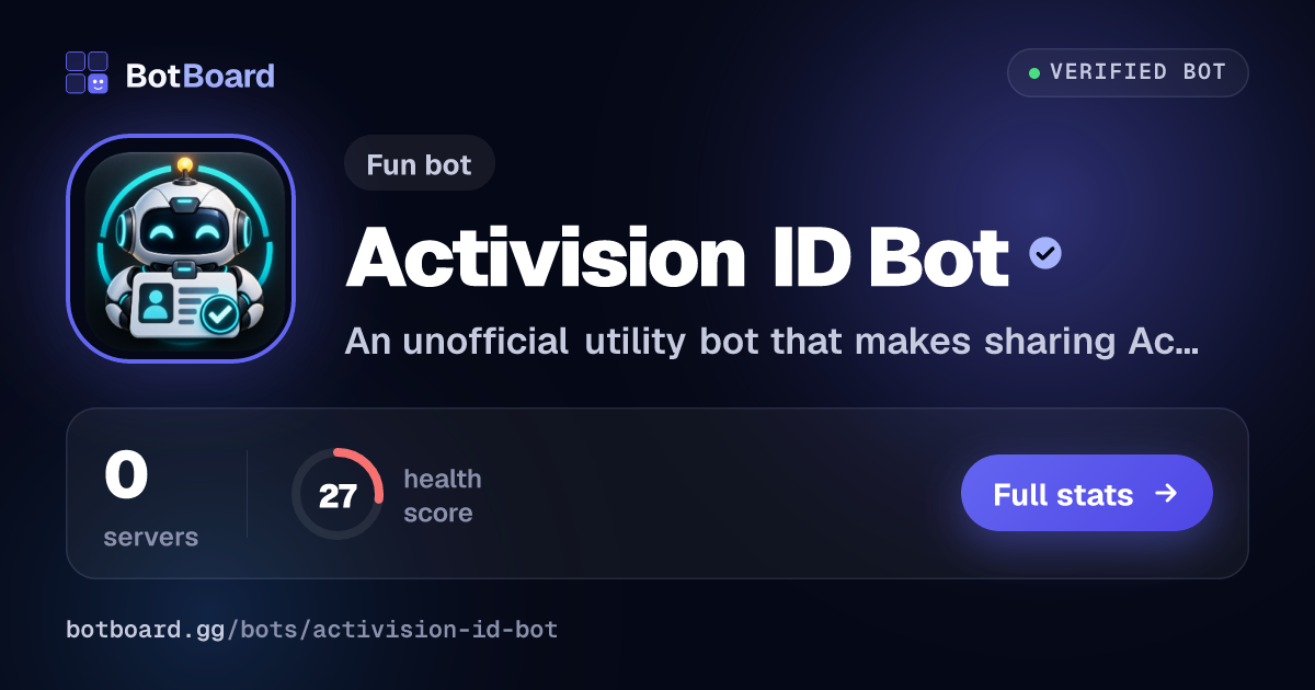 Share card for Activision ID Bot
