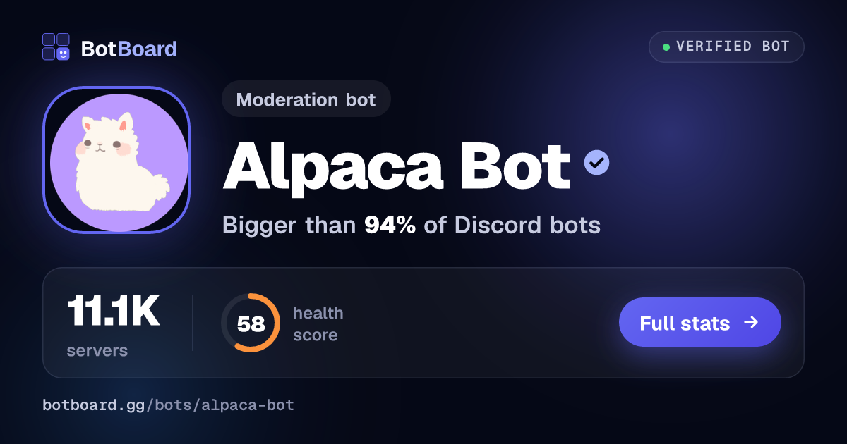 Share card for Alpaca Bot