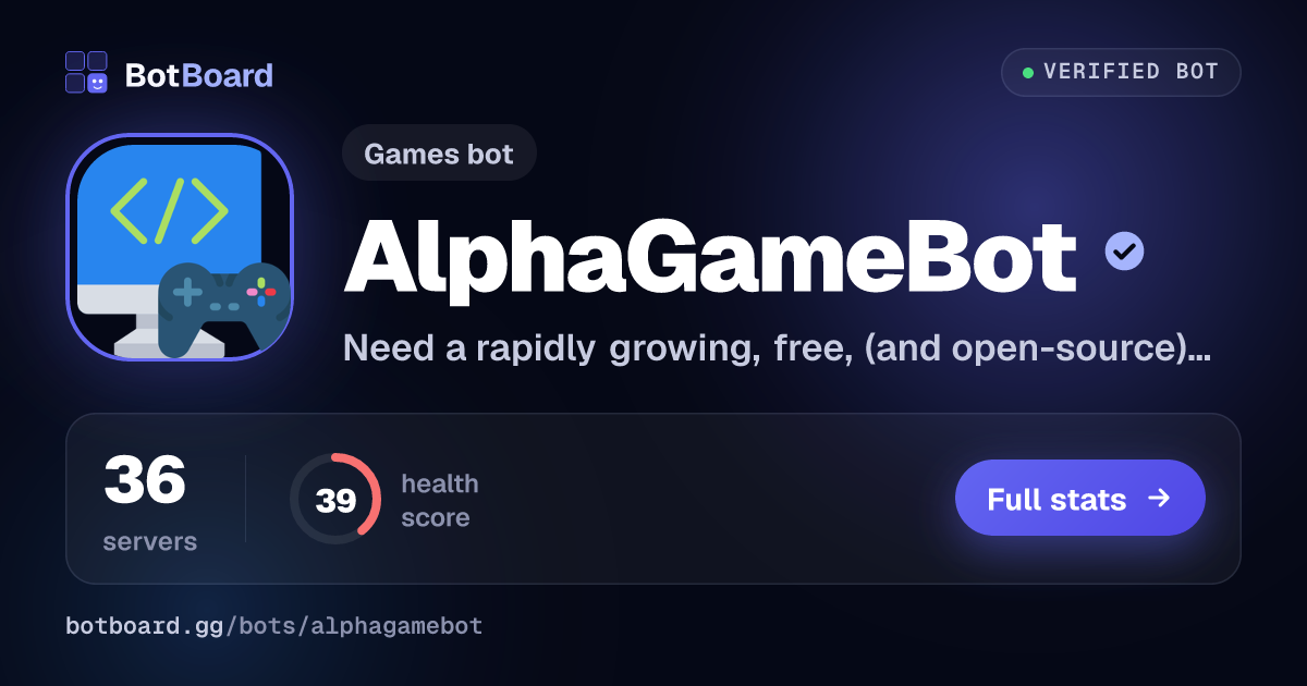 Share card for AlphaGameBot