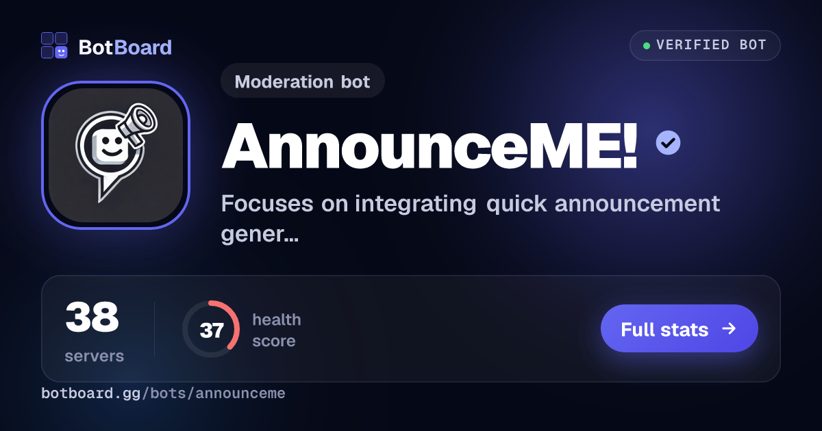 Share card for AnnounceME!