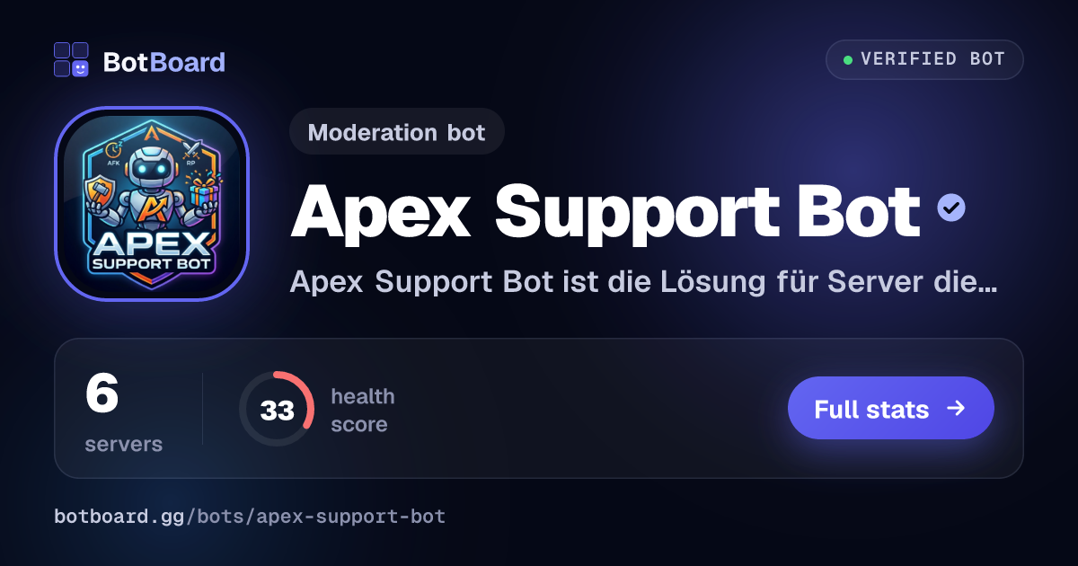 Share card for Apex Support Bot