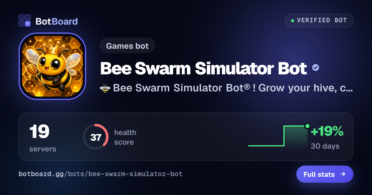 Share card for Bee Swarm Simulator Bot