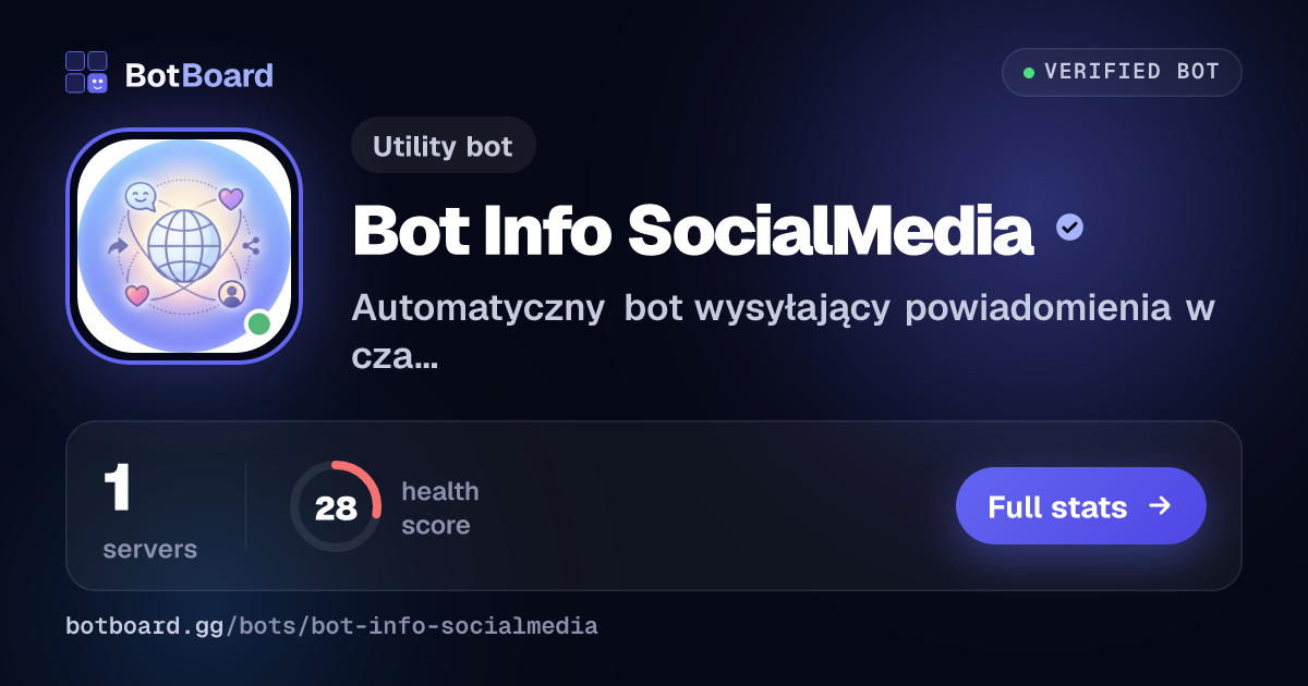 Share card for Bot Info SocialMedia