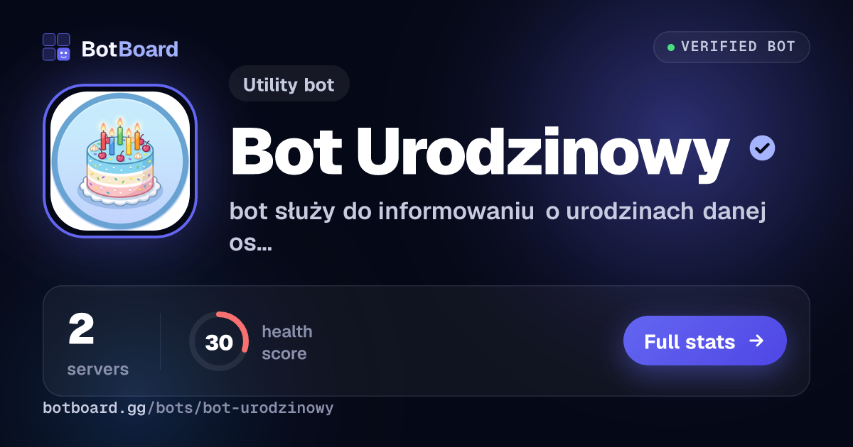 Share card for Bot Urodzinowy