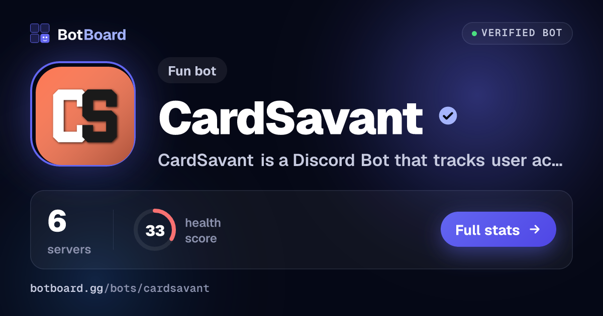 Share card for CardSavant