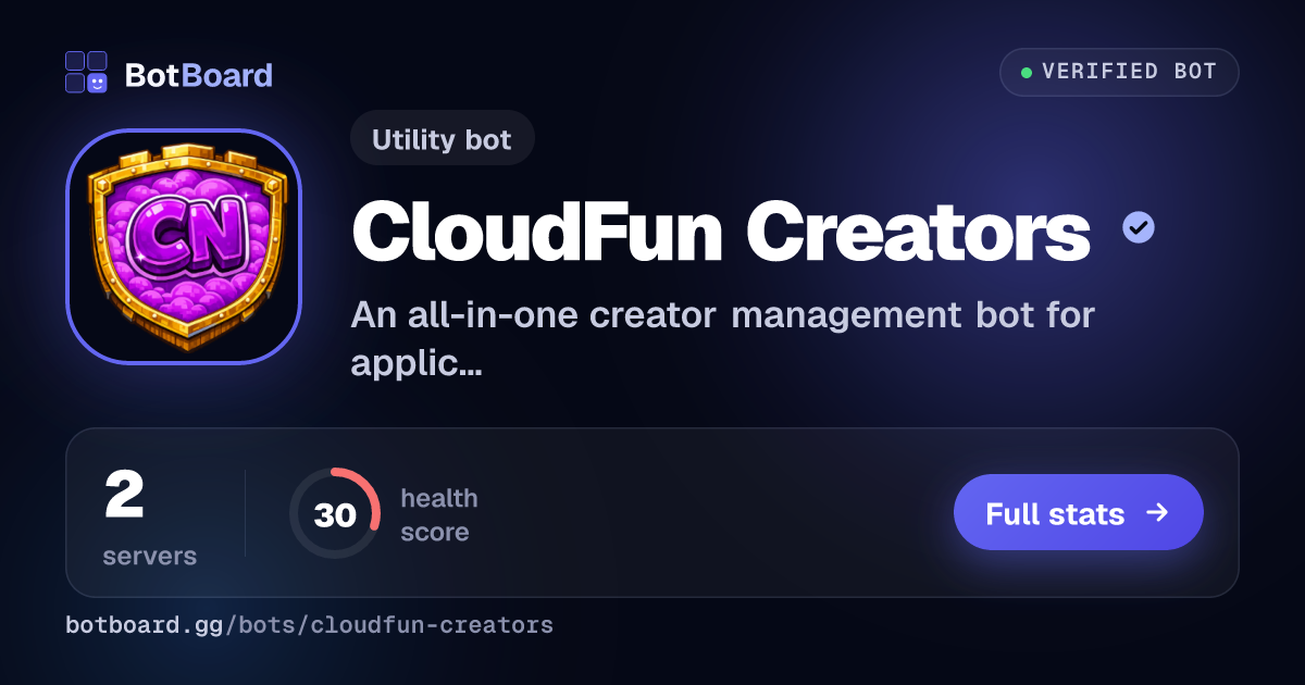 Share card for CloudFun Creators