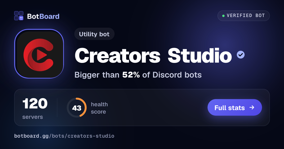 Share card for Creators Studio
