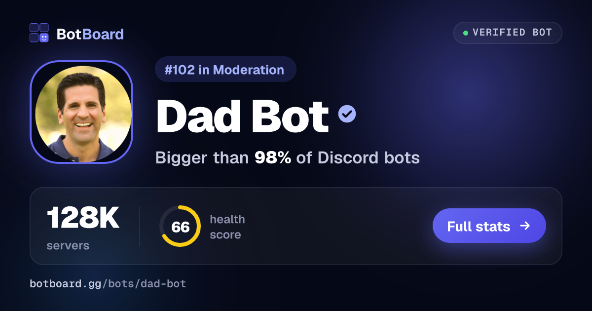 Dad Bot: Discord Bot Reviews, Stats & Invite | BotBoard