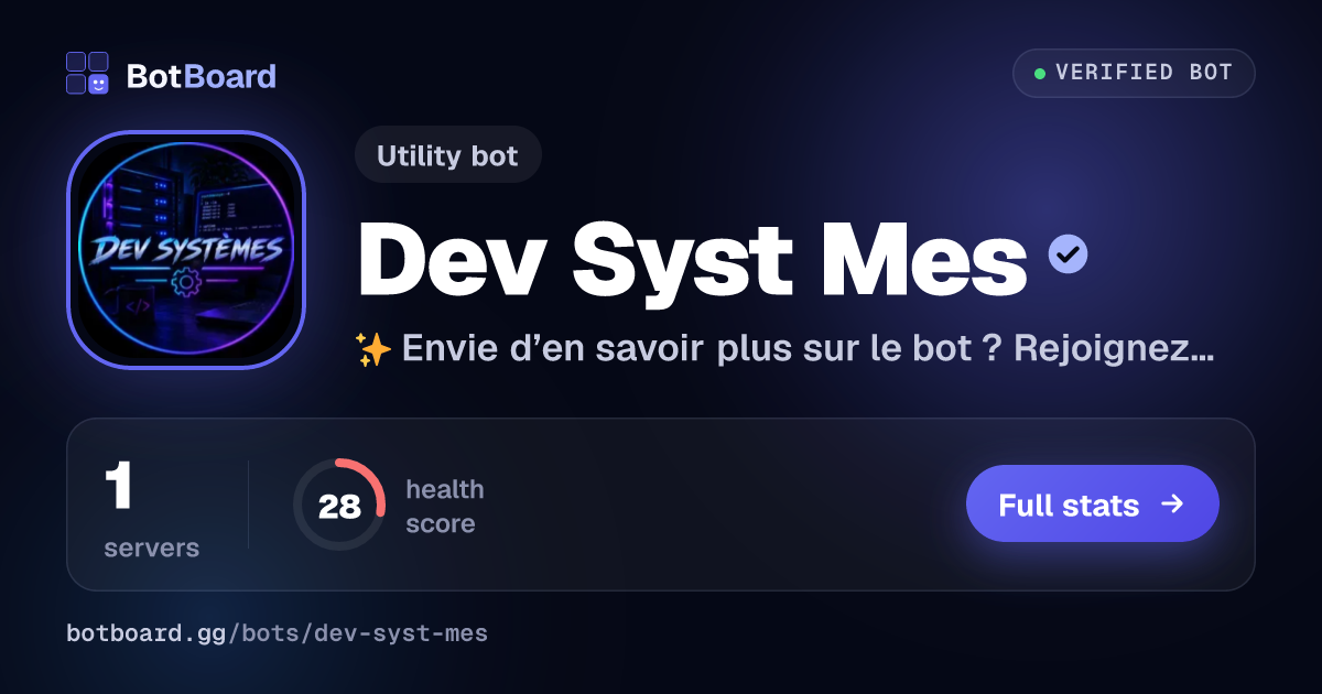 Share card for ⚙・DEV SYSTÈMES