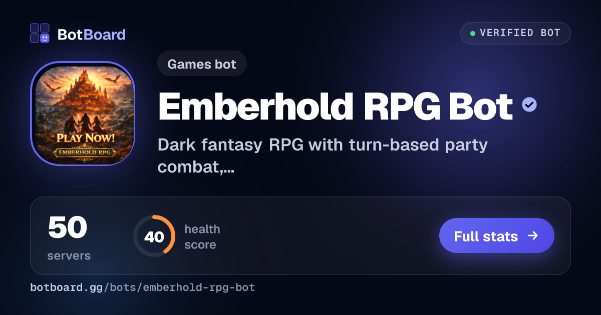 Share card for Emberhold RPG Bot