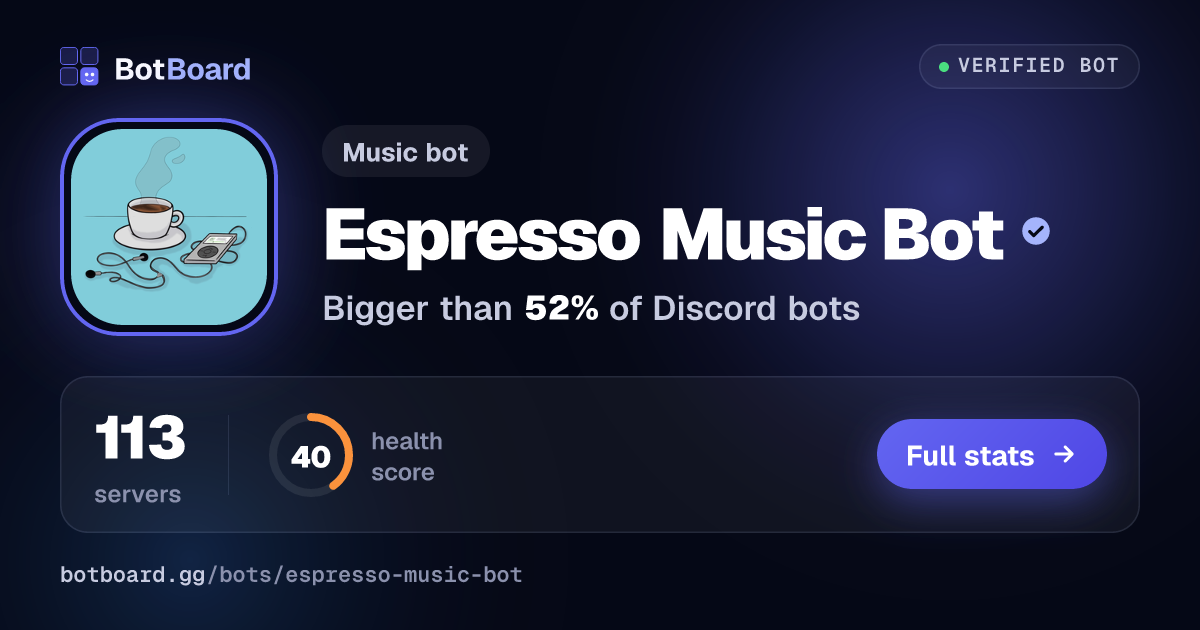 Share card for Espresso Music Bot