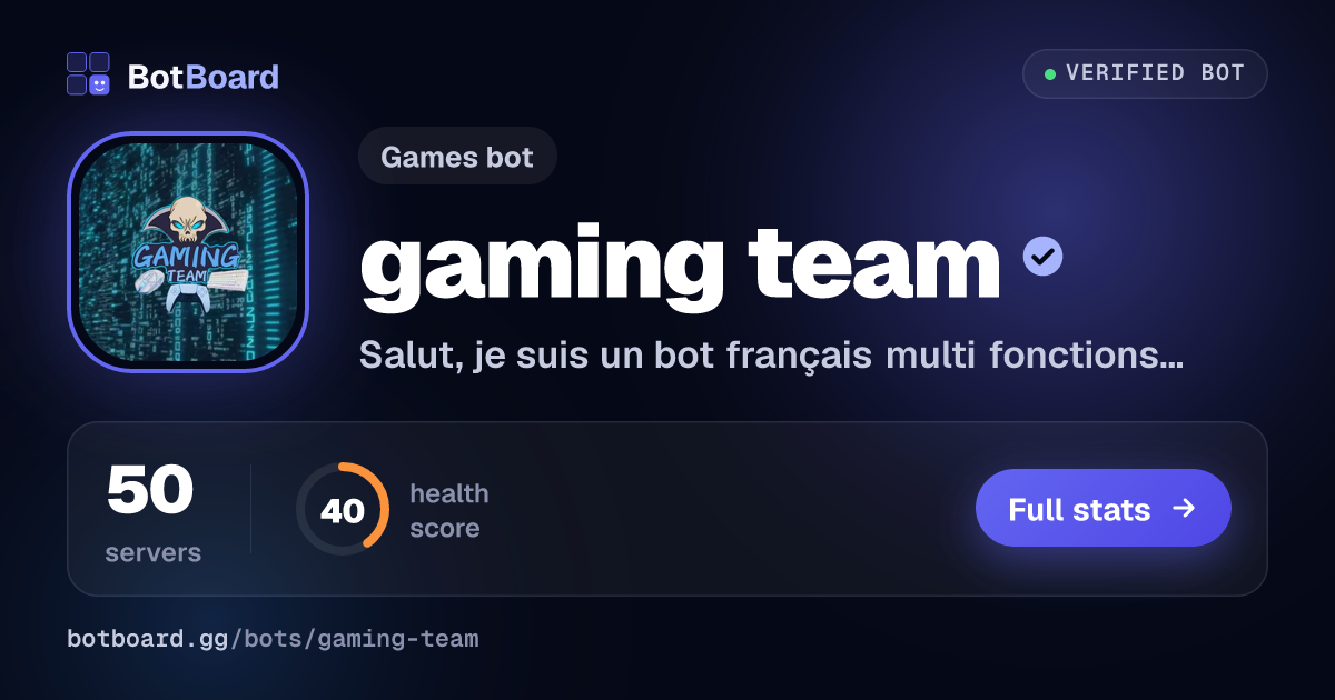 Share card for gaming team