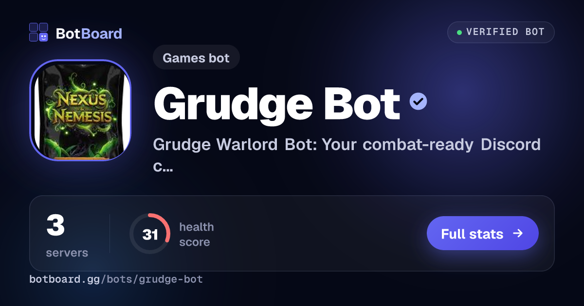Share card for Grudge Bot