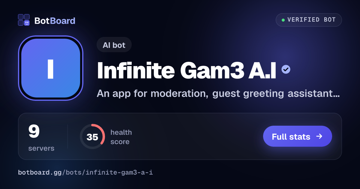 Share card for Infinite Gam3 A.I
