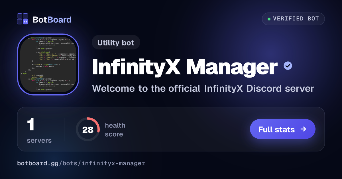 Share card for InfinityX Manager