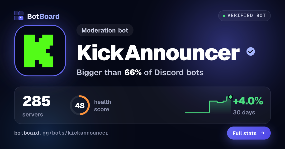 Share card for KickAnnouncer