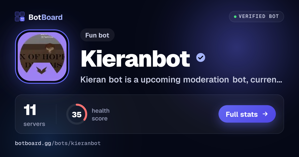 Share card for Kieranbot