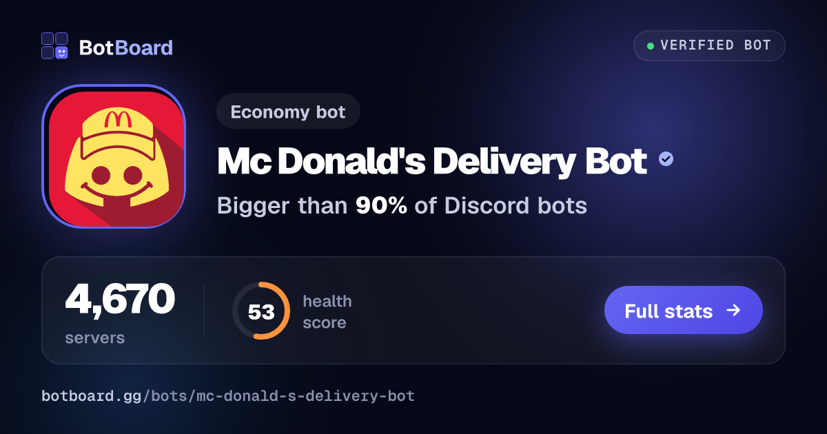 Share card for Mc Donald's Delivery Bot