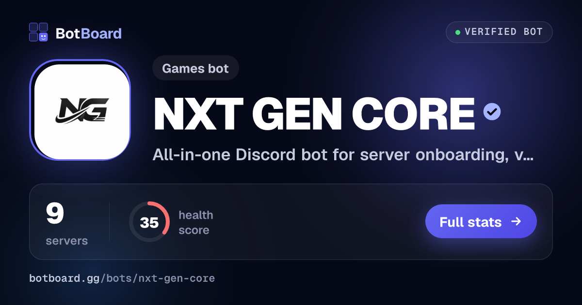 Share card for NXT GEN CORE