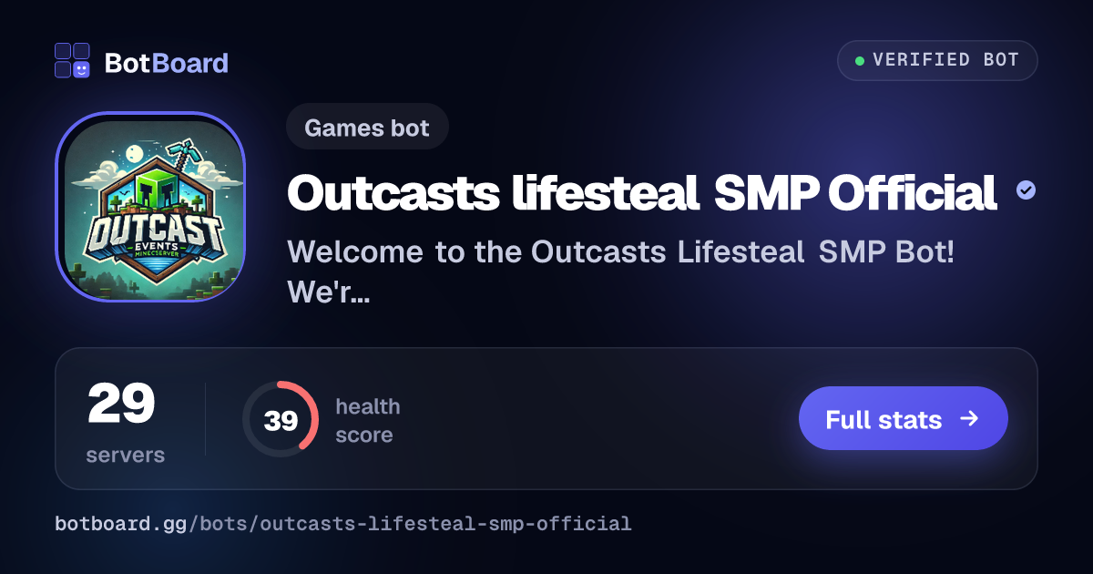 Share card for Outcasts lifesteal SMP Official