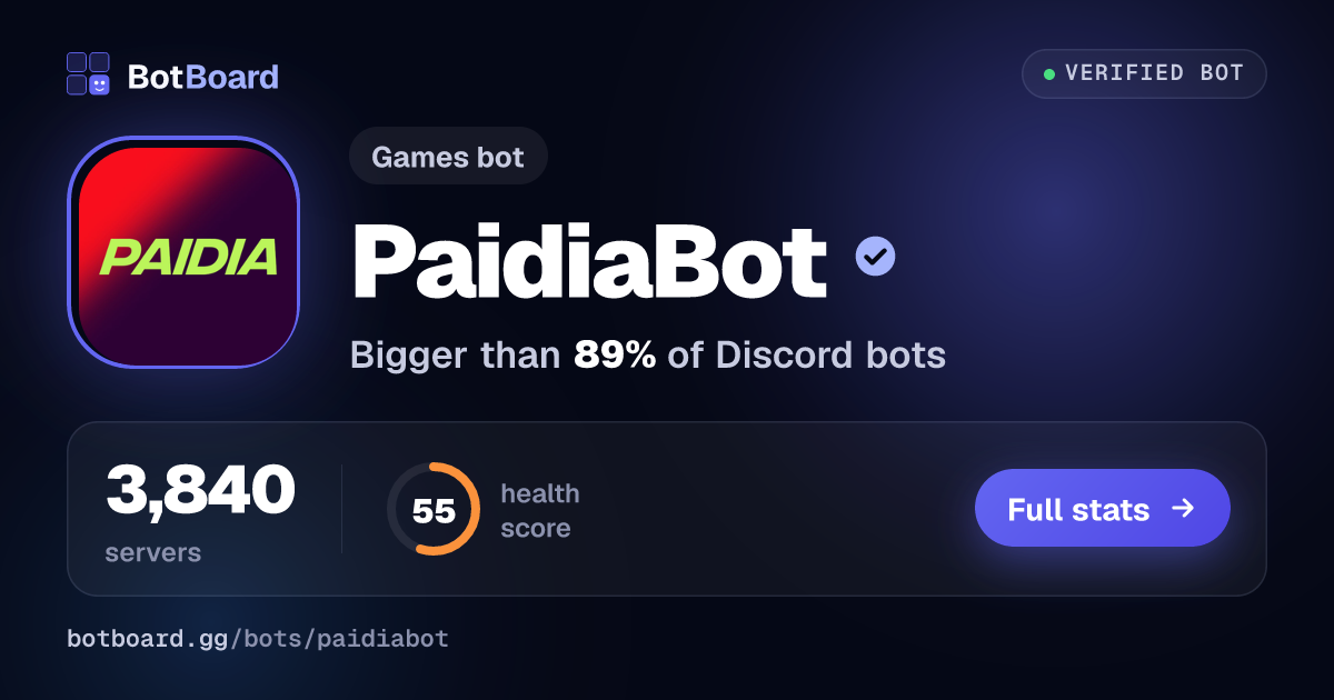 Share card for PaidiaBot