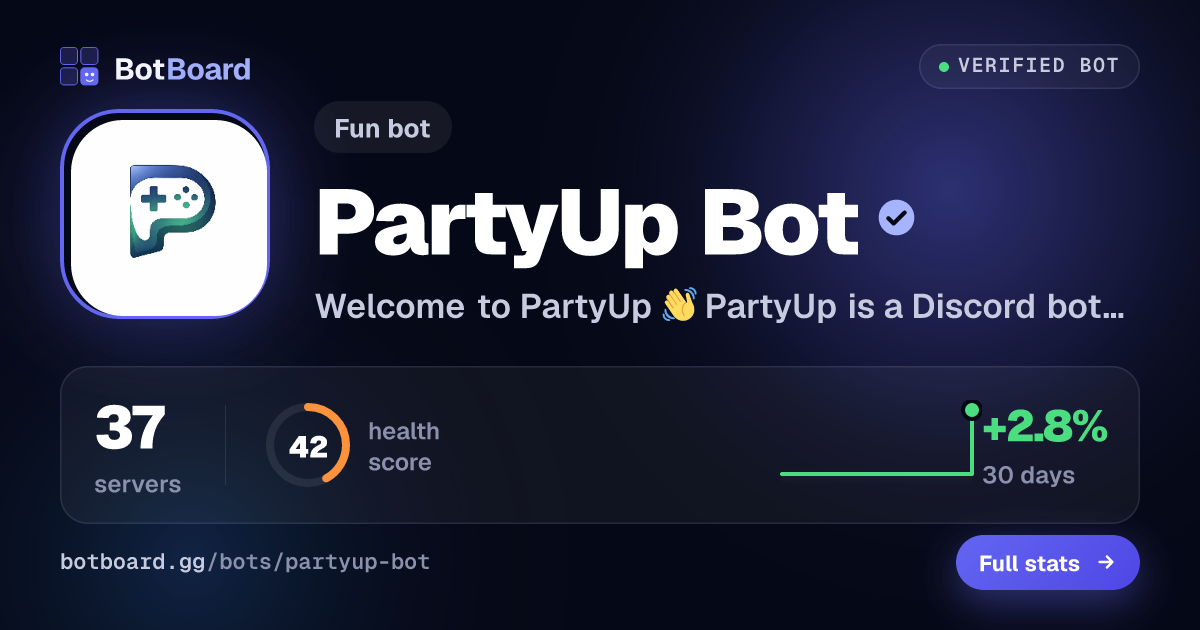 Share card for PartyUp Bot