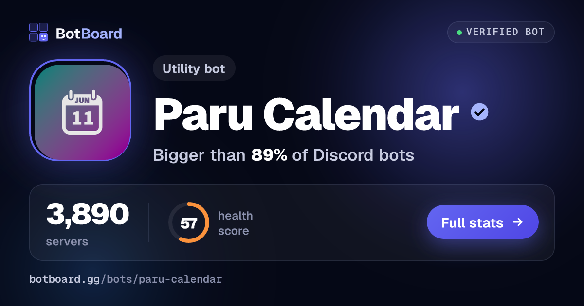 Share card for Paru ❯❮ Calendar