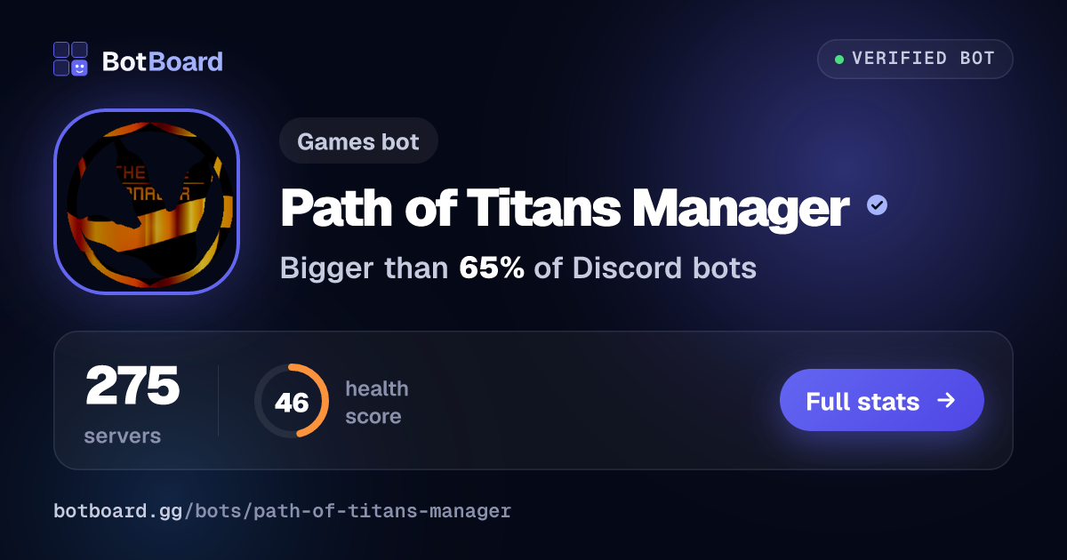 Share card for Path of Titans Manager