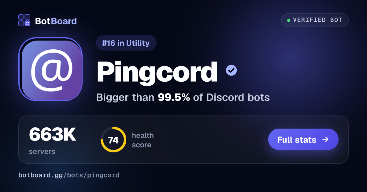 Share card for Pingcord