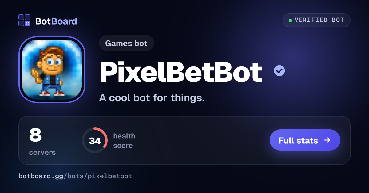 Share card for PixelBetBot