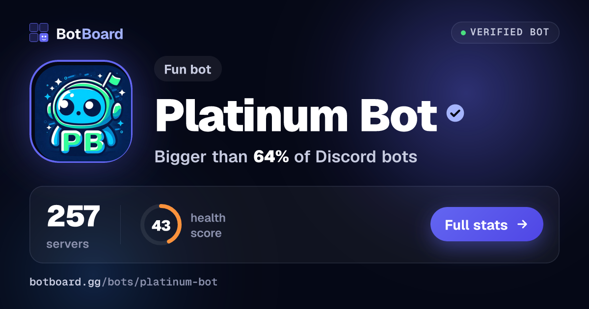 Share card for Platinum Bot