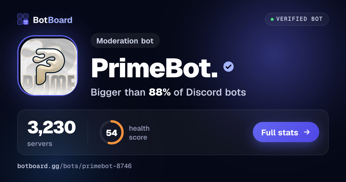 Share card for PrimeBot.