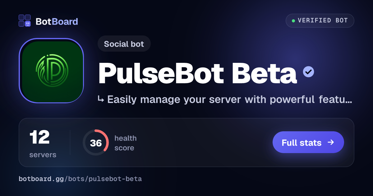 Share card for PulseBot Beta🎆