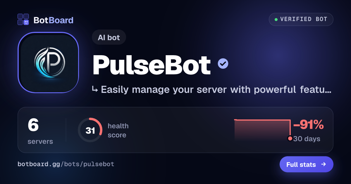 Share card for PulseBot 🎆