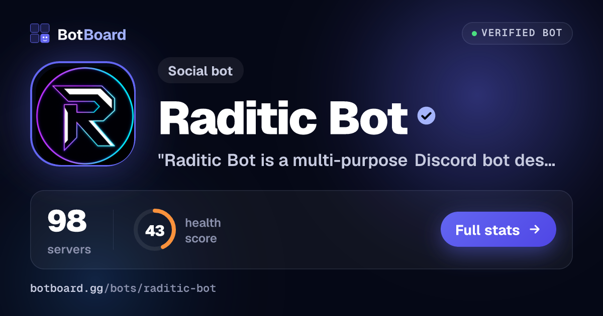 Share card for Raditic Bot