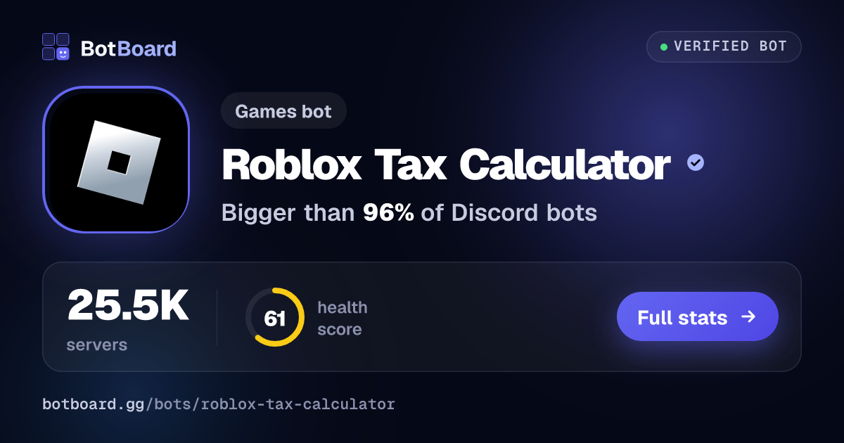 Share card for Roblox Tax Calculator
