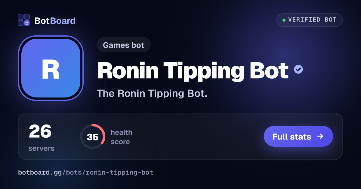 Share card for Ronin Tipping Bot