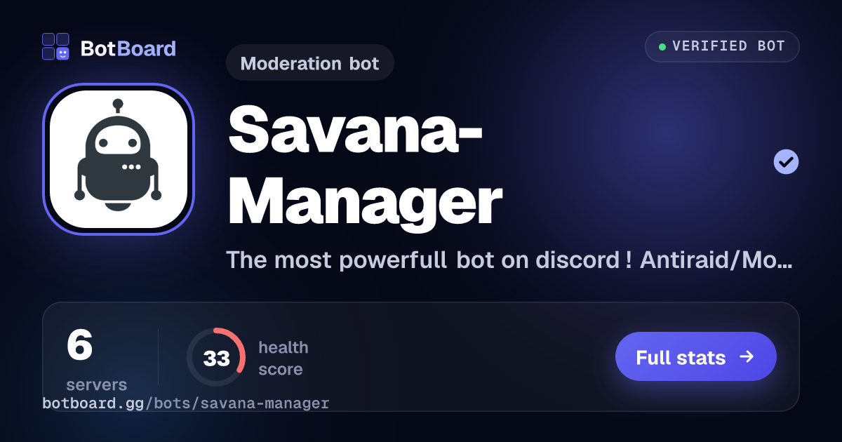 Share card for Savana-Manager