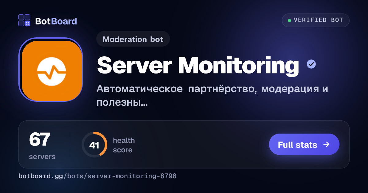 Share card for Server Monitoring