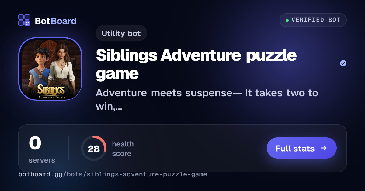 Share card for Siblings Adventure puzzle game