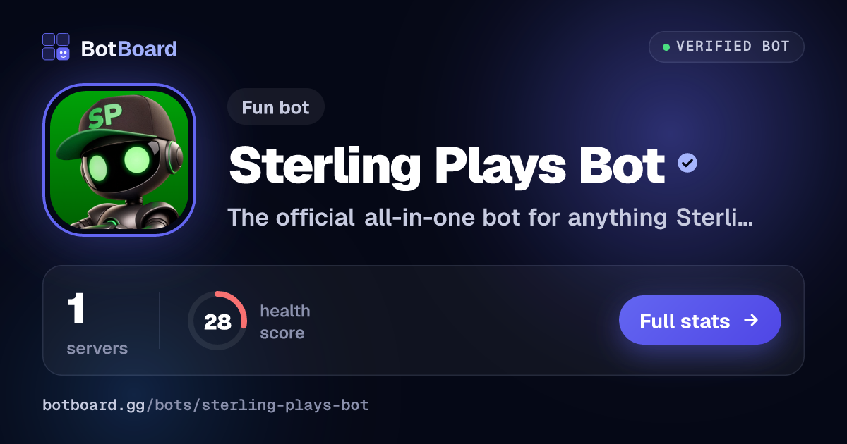 Share card for Sterling Plays Bot