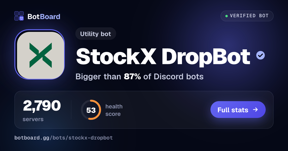 Share card for StockX DropBot