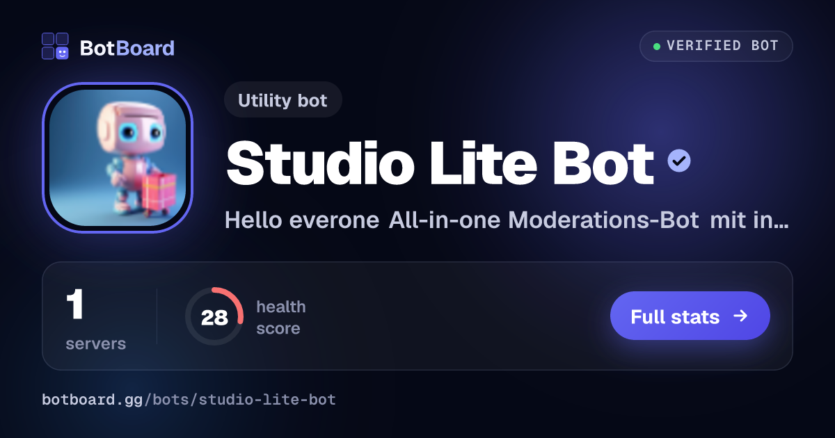 Share card for Studio Lite Bot