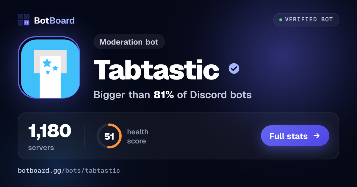 Share card for Tabtastic