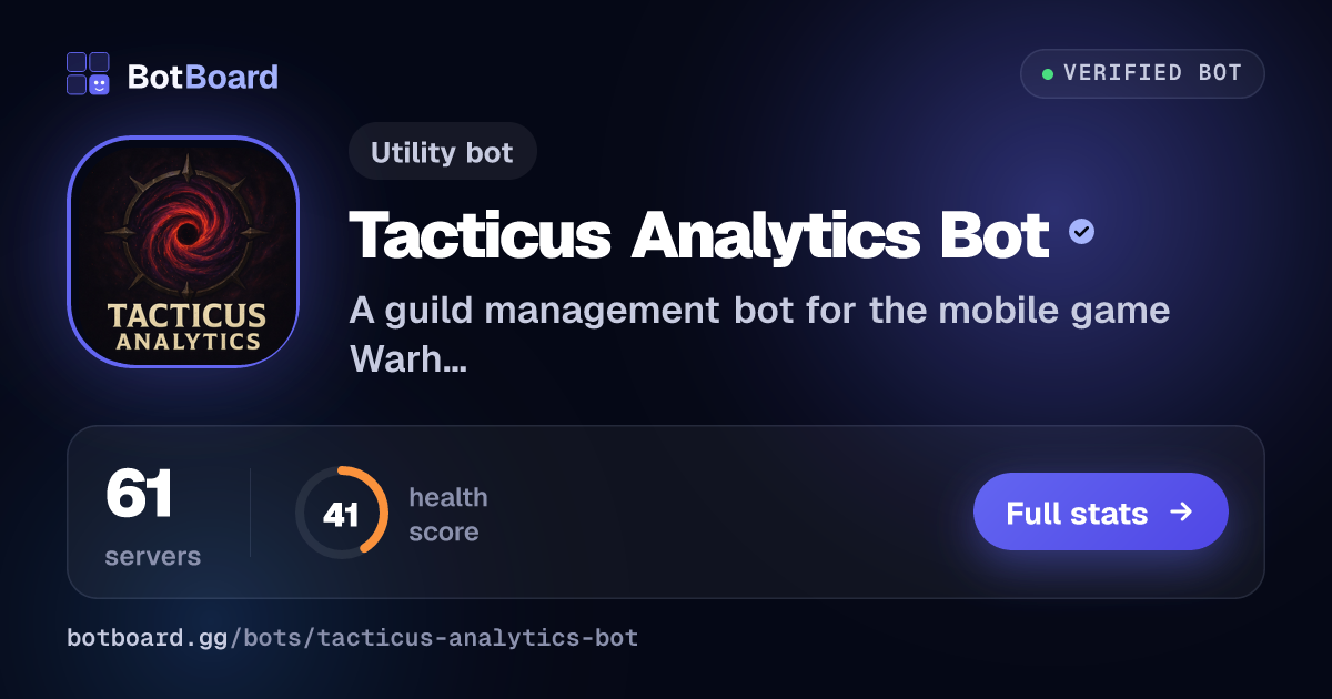 Share card for Tacticus Analytics Bot