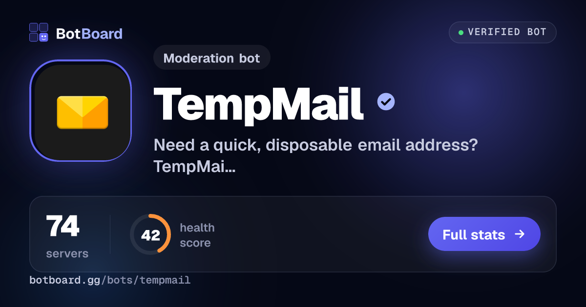Share card for TempMail