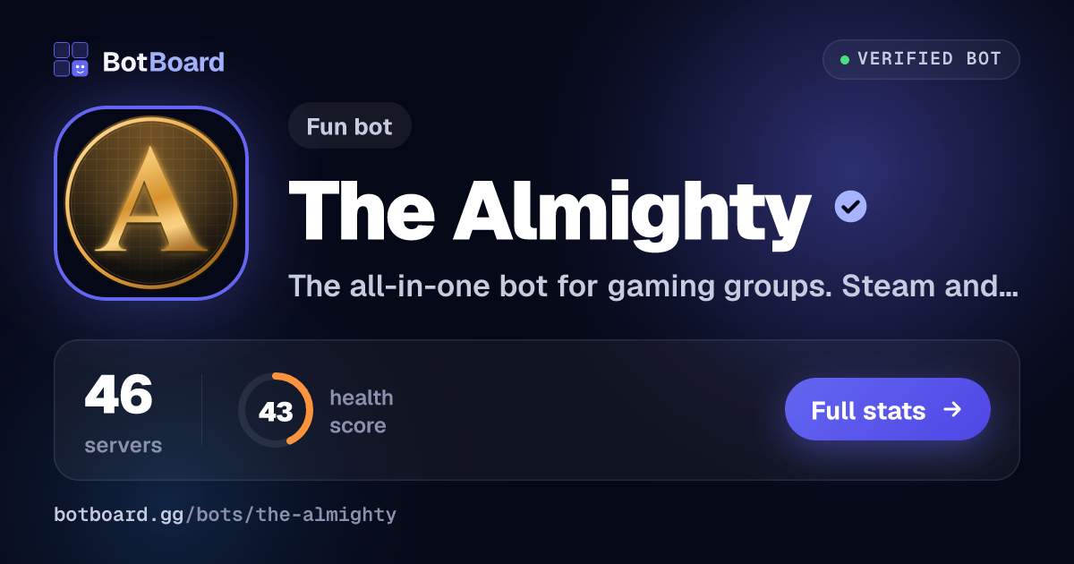 The Almighty: Discord Bot Reviews, Stats & Invite | BotBoard
