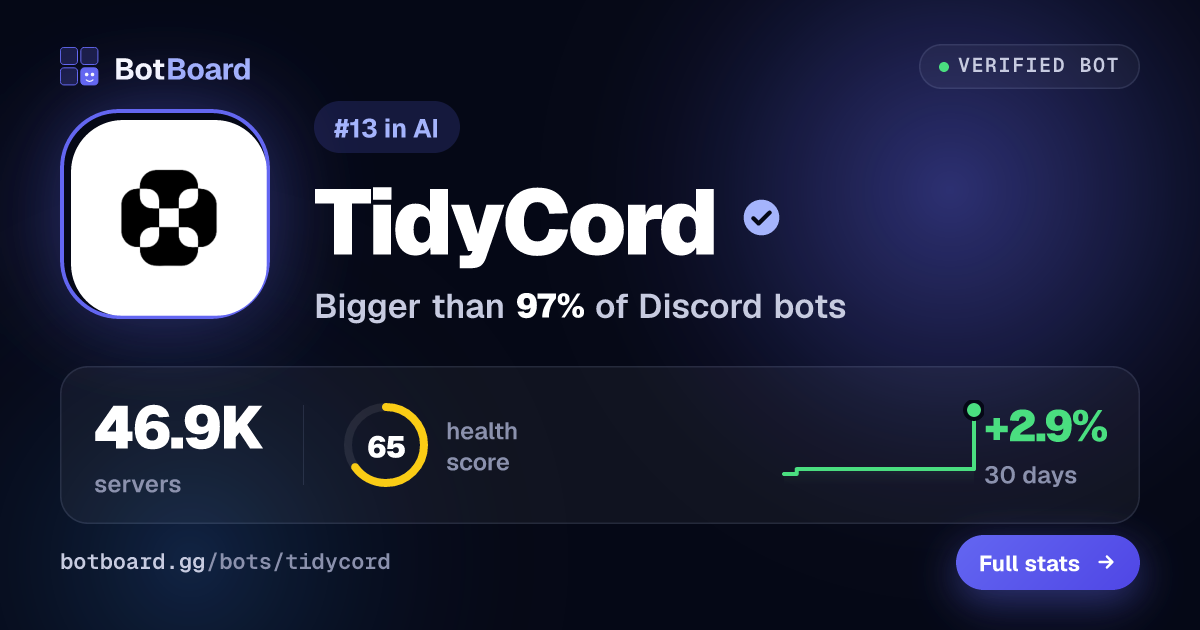 Share card for TidyCord