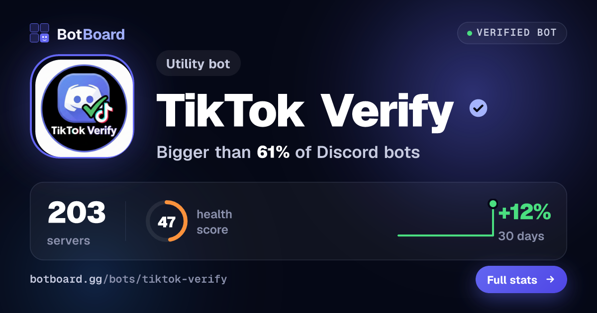 Share card for TikTok Verify