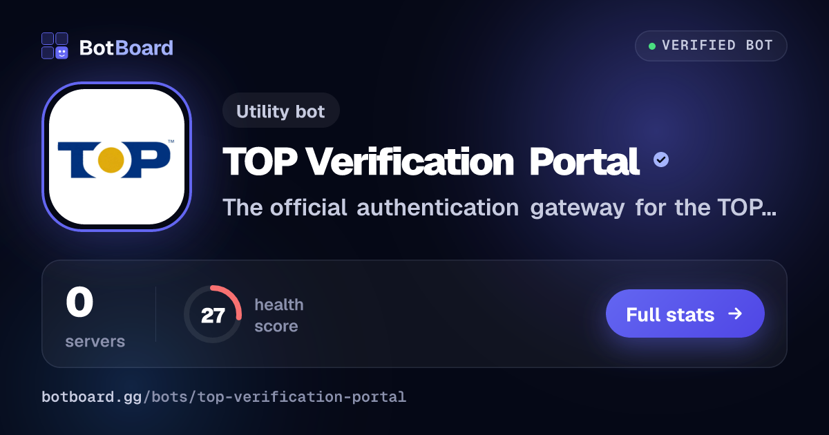 Share card for TOP™ Verification Portal